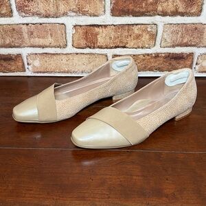 BeautiFeel Beige Cheetah Print Cap Toe Patent Flats Size EU 41/US 10